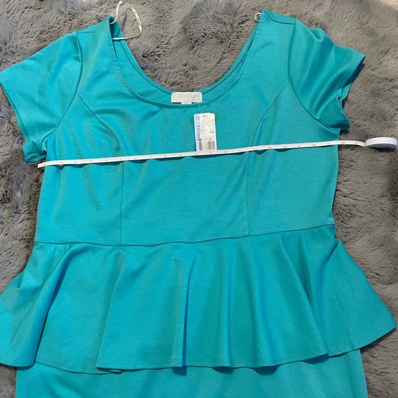 Turquoise body con dress with peplum middle - Picture 8 of 16